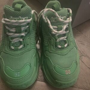 Balenciaga Kids Green Triple S Sneakers